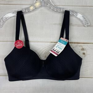 Radiant By Vanity Fair Bra 36D Black Striped Straps Convert 2 Ways NWT
